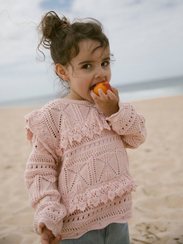 Damia Langermet Loose Knit Peach Whip Lil Atelier 