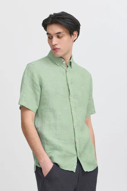 Hovedbilde Anton Skjorte Kortermet Malachite Green Melange ...