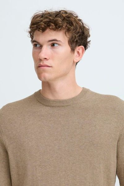 Halfdan Crew Neck Knit Roasted Cashew Melange - Nature Casual Friday 
