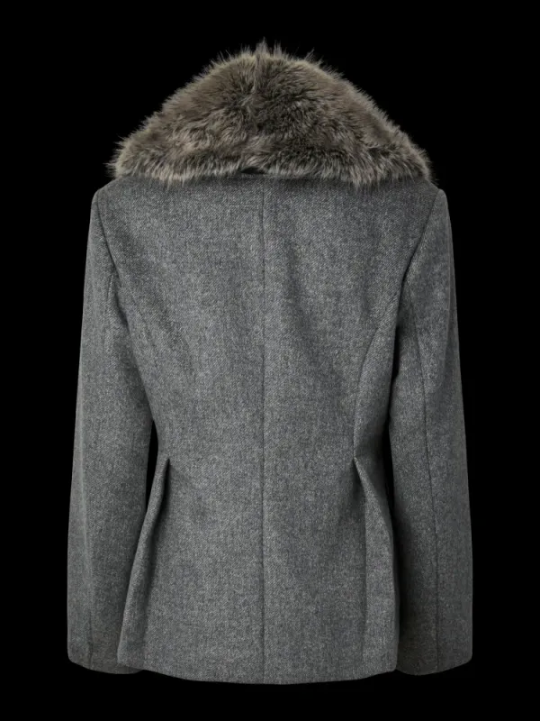 Josera Furry Collar Jacket Medium Grey Melange YAS