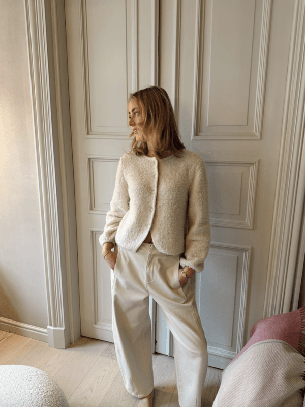 Vipigga O-Neck LS Knit Jacket Birch VILA 