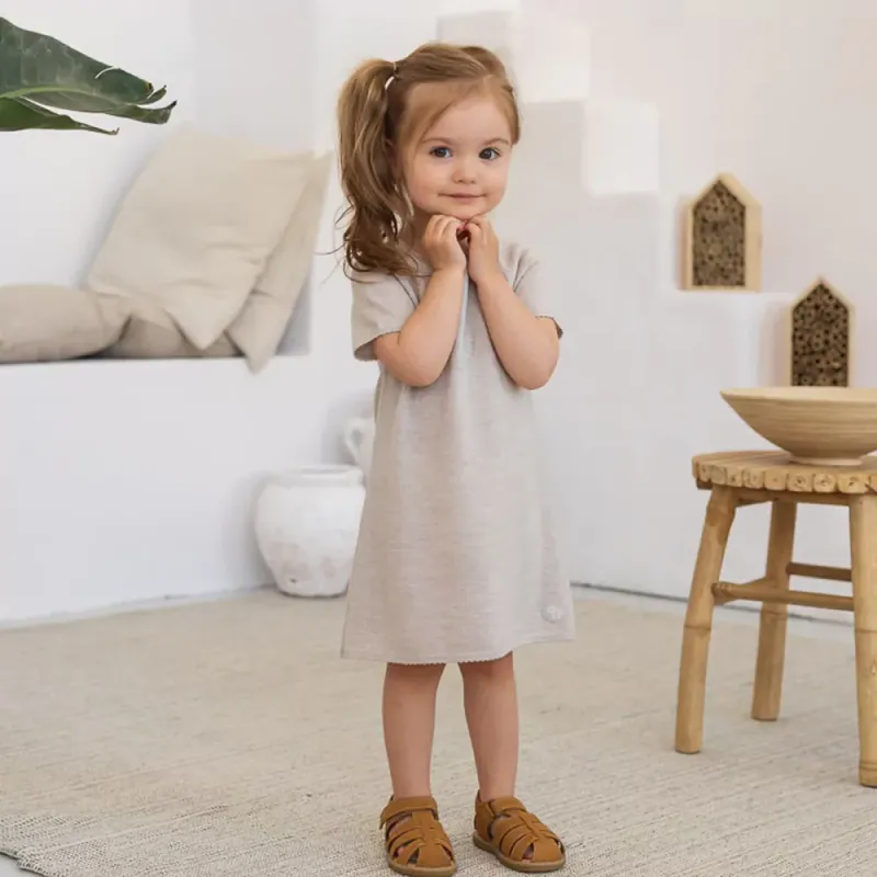 Kjole Frida Beige Lillelam 