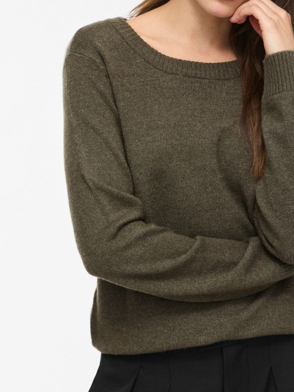 Viril O-Neck LS Knit Top Forest Night Dark Melange VILA