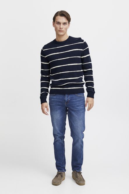 Hovedbilde Karl Uneven Striped Knit Dark Navy Casual Friday 