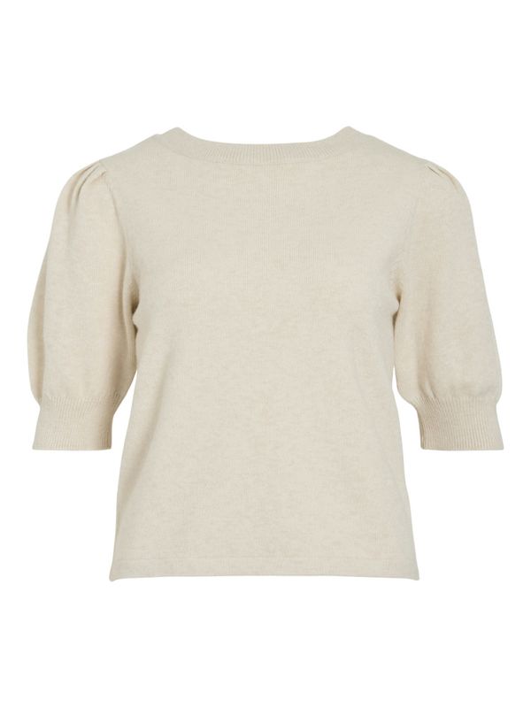 Viril SS Bow Detail Knit Top Super Light Natural VILA