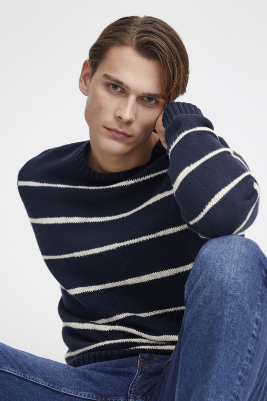 Karl Uneven Striped Knit Dark Navy Casual Friday 