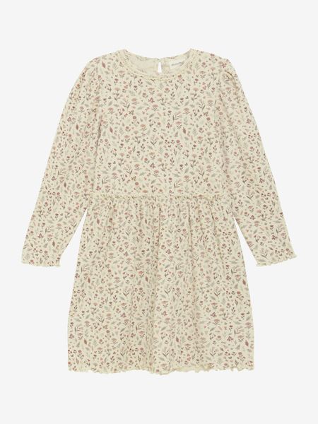 Dress Langermet Rib Mini Flower Sandshell Minymo